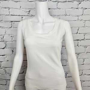 St. John Caviar White Embellished Tank Top